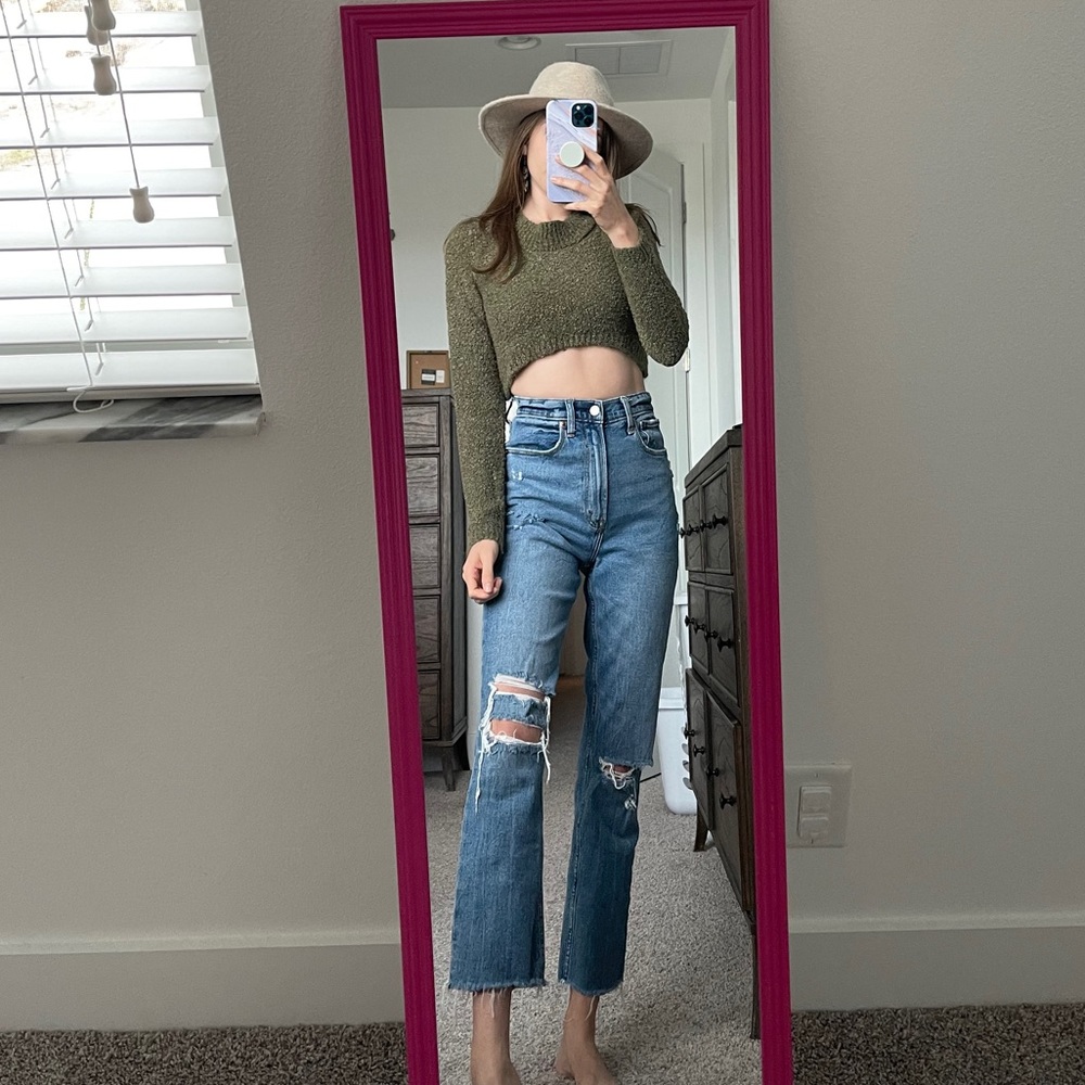 Hunter Green Knit Crop Top